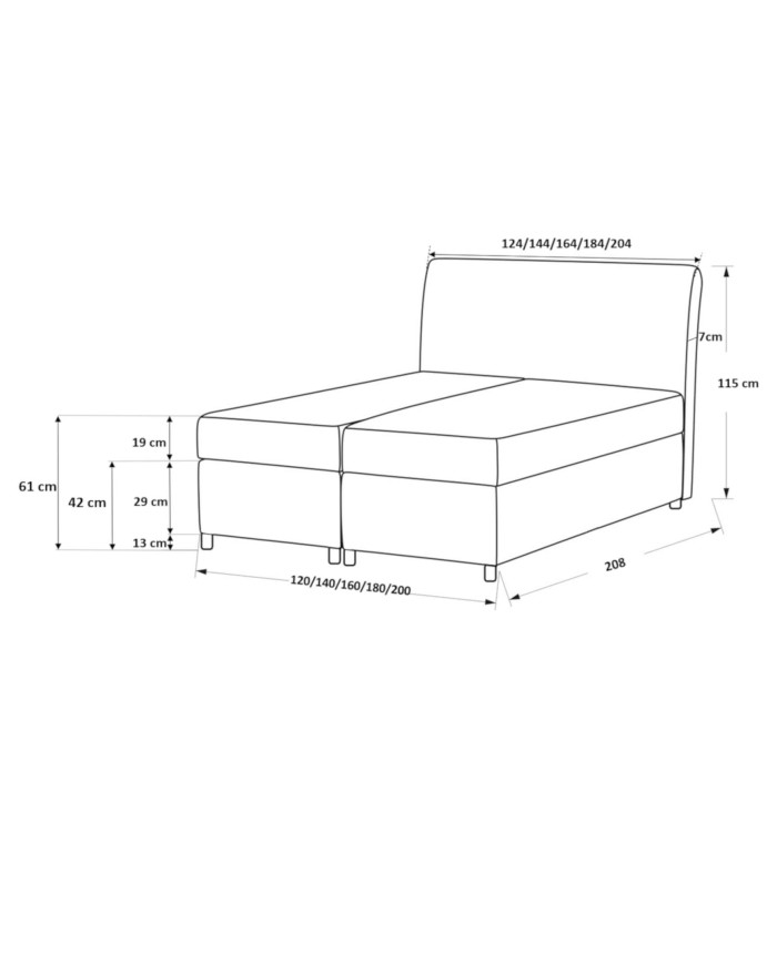 Figaro kontinentālā gulta 120x200, polsterēta, matracis, matrača pārvalks, konteiners — изображение 6