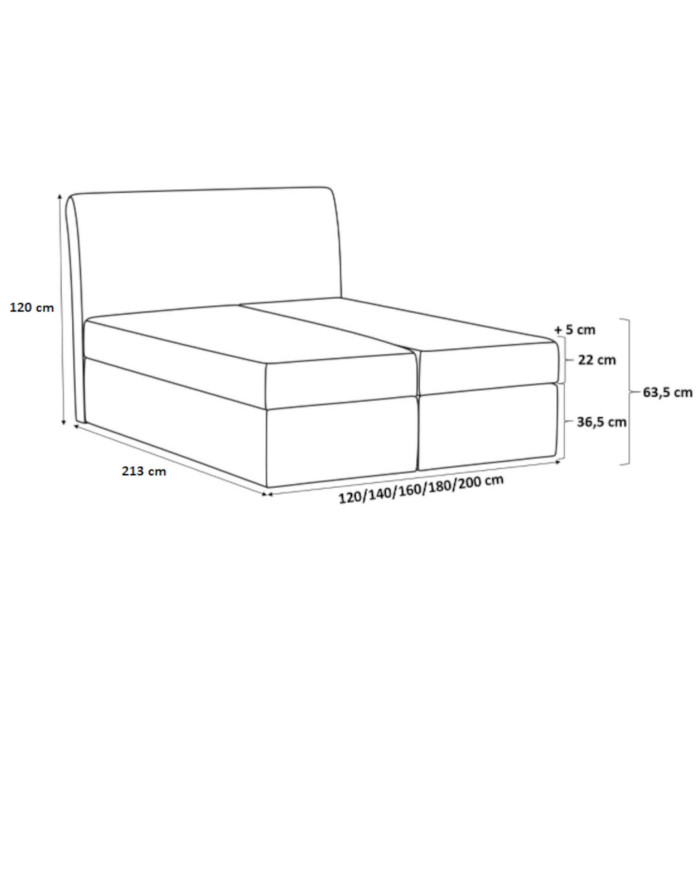 King izmēra kontinentālā gulta 120x200, polsterēta, matracis, matrača pārvalks, konteiners — 7 attēls