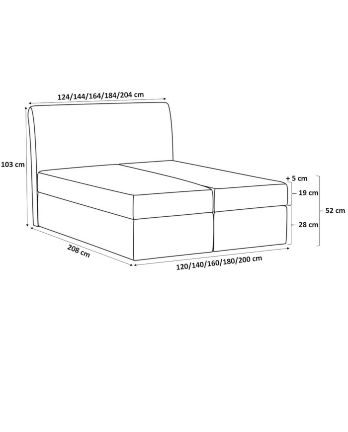 Salsa kontinentālā gulta 200x200, polsterēta, matracis, matrača pārvalks, konteiners — изображение 7