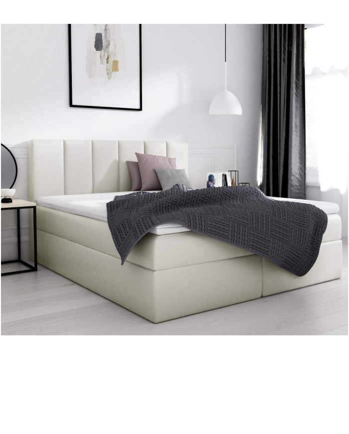 Sora kontinentālā gulta 140x200, polsterēta, matracis, matrača pārvalks, konteiners — 3 attēls