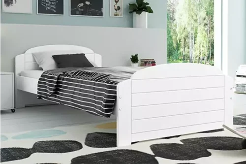 LILI vienvietīga jauniešu gulta 90×200 ar matraci, balta