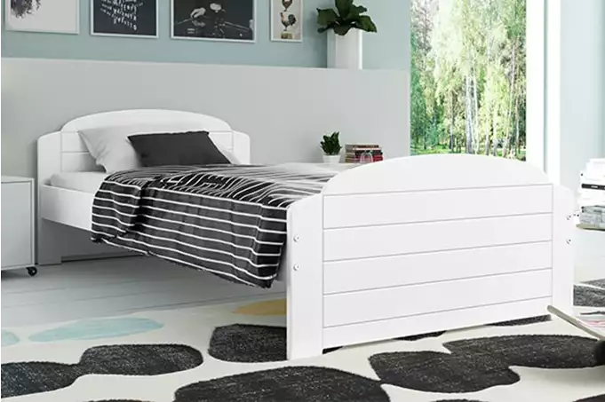 LILI vienvietīga jauniešu gulta 90x200 ar matraci, balta