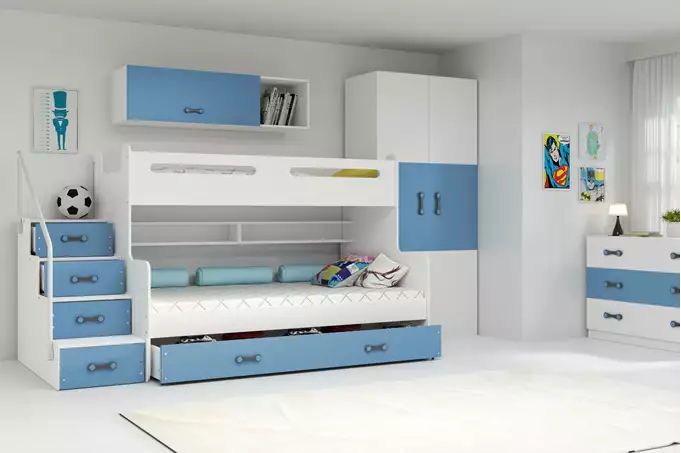 MAX 3 divstāvu gulta jauniešiem 120x200 ar atvilktni, zila — изображение 3