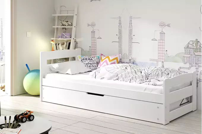 ERNI vienvietīga gulta ar uzglabāšanas kasti 90x200, balta — 4 attēls