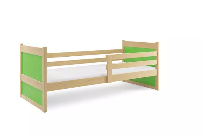RICO vienvietīgā gulta jauniešiem 80x190, priede/zaļa — 3 attēls