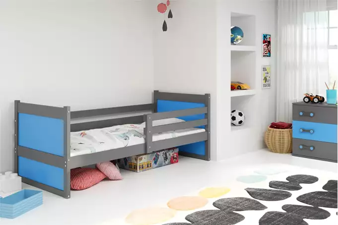RICO vienvietīga jauniešu gulta 90x190, grafīta/zila — изображение 4