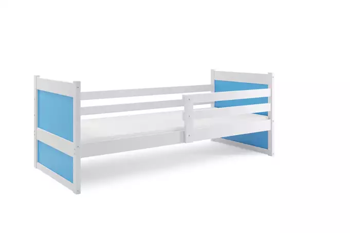 RICO vienvietīga gulta jauniešiem 90x200, balta/zila — 3 attēls