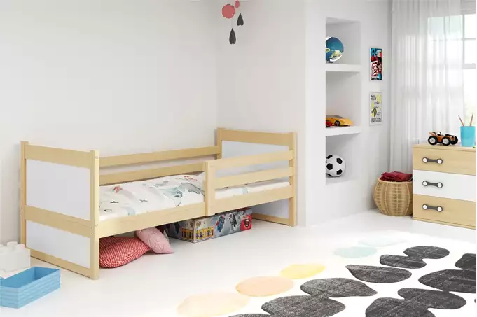 RICO vienvietīgā gulta jauniešiem 90x200, priede/balta — изображение 4