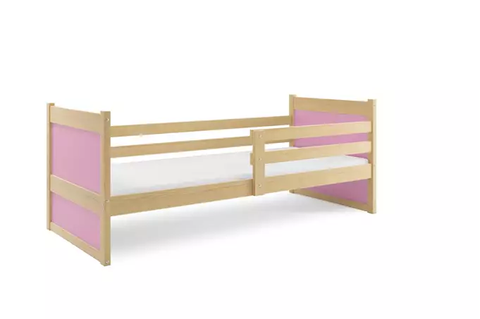 RICO vienvietīgā gulta jauniešiem 90x200, priede/rozā — 3 attēls