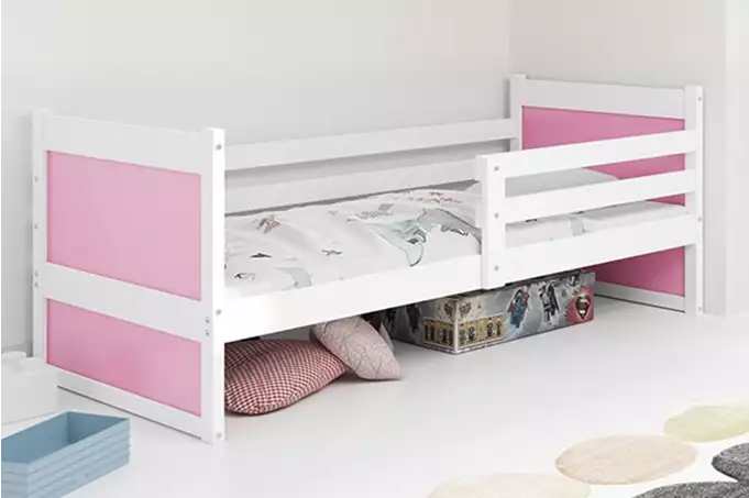 RICO vienvietīga gulta jauniešiem 90x200, balta/rozā