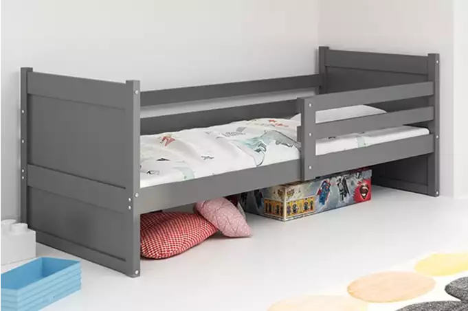 RICO vienvietīga jauniešu gulta 90X190 ar matraci, grafīta krāsā