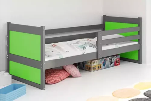 RICO vienvietīga jauniešu gulta 90×200, grafīta/zaļa