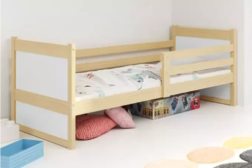 RICO vienvietīga jauniešu gulta 90×200 ar matraci, priede/balta