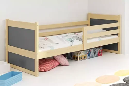 RICO vienvietīga jauniešu gulta 90×200 ar matraci, priede/grafīts