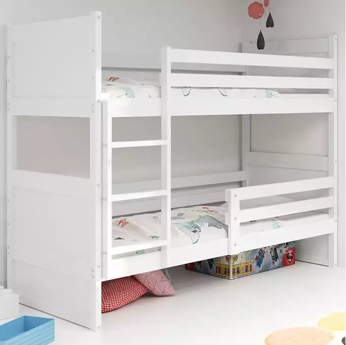 RICO divstāvu gulta jauniešiem 90x190 ar matraci, balta