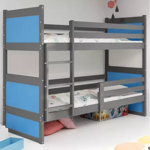 RICO jauniešu divstāvu gulta 90×190 ar matraci, grafīta/zila