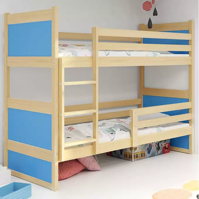 RICO divstāvu gulta jauniešiem 90x200, priede/zila