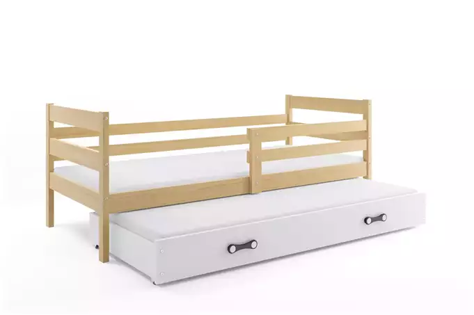ERYK 80X190 izvelkama jauniešu gulta ar atvilktni, priede/balta