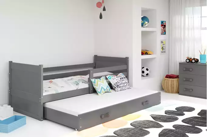 RICO 90X200 jauniešu saliekamā gulta ar atvilktni, grafīta krāsā — 3 attēls