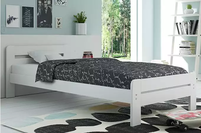 DALLAS guļamistabas gulta 90x200 ar matraci, balta