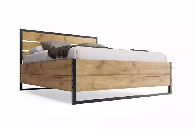 LOFT guļamistabas gulta 160x200 ar uzglabāšanas kasti, izgatavota no ozola — изображение 2