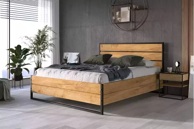LOFT guļamistabas gulta 160x200 ar uzglabāšanas kasti, izgatavota no ozola — изображение 4