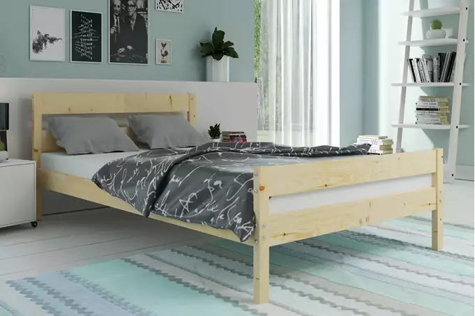 Orbis 140X200 guļamistabas gulta ar matraci, dabīgs koks — изображение 2