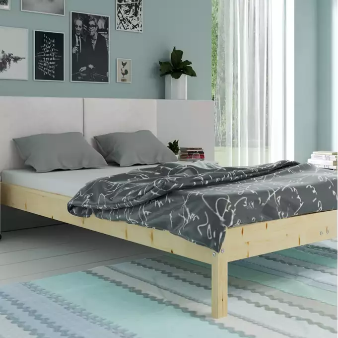 Mīksta guļamistabas gulta Galaxy 140x200, dabīgs koks/osis — изображение 2