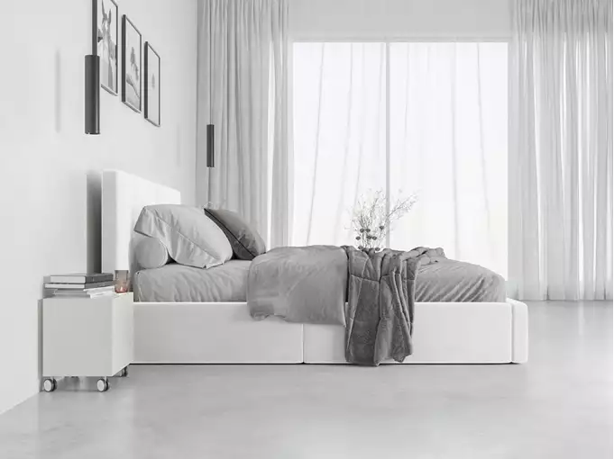 HILTON 140X200 mīksta guļamistabas gulta ar matraci un uzglabāšanas kasti, balta — изображение 4