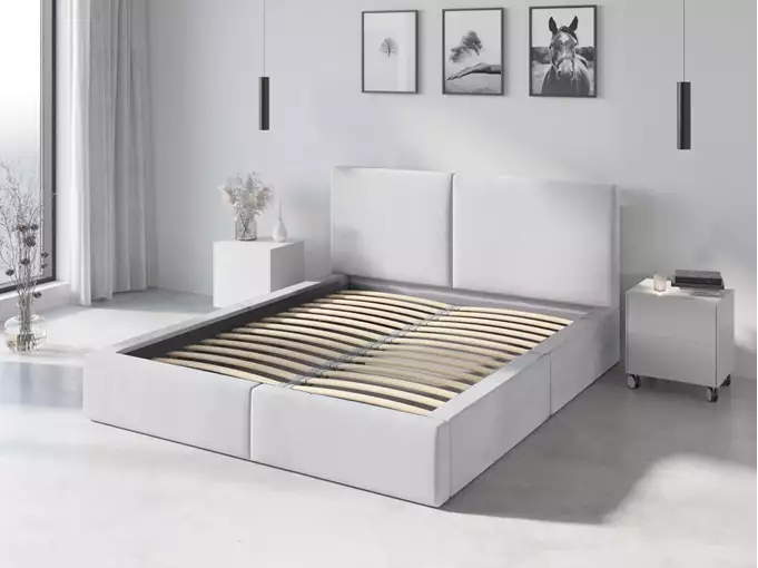 Mīksta gulta 160x200 Hilton ar matraci, balta — изображение 3