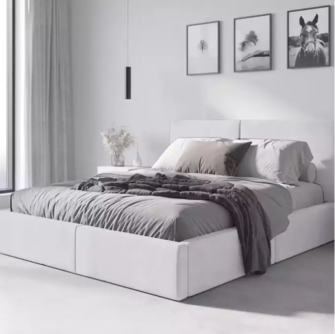 Mīksta gulta 160x200 Hilton ar matraci, balta — изображение 2