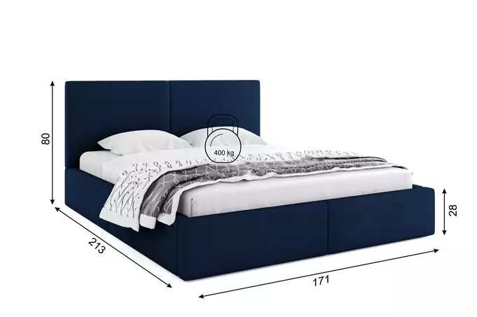 Mīksta gulta 160x200 Hilton ar matraci, zila — изображение 5