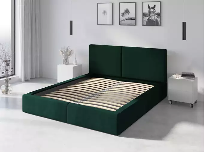 Mīksta gulta 160x200 Hilton ar matraci, zaļa — изображение 3