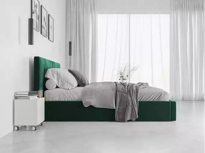 Mīksta gulta 160x200 Hilton ar matraci, zaļa — изображение 4