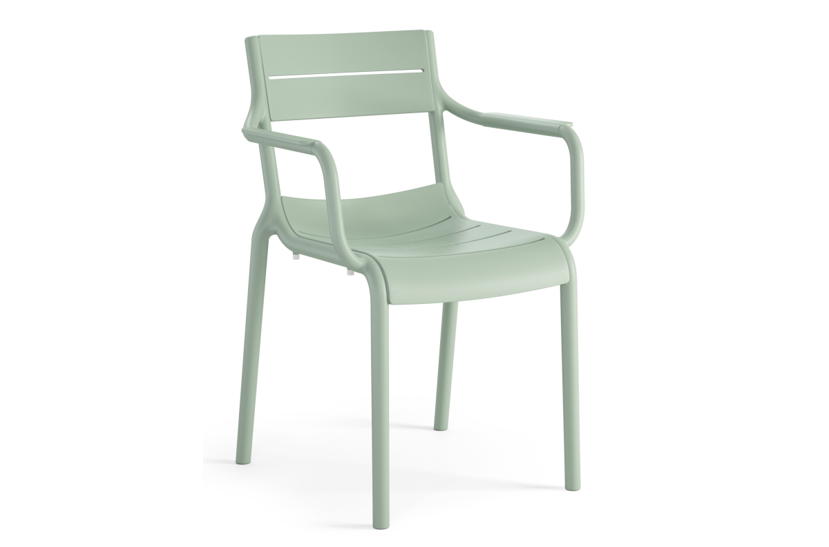 LUSSO Pastel Green - MODERNS PLASTMASAS DĀRZA KRĒSLIS (virtuvei, kafejnīcai, dārzam) [VIENREIZĒJA SALIKŠANA]