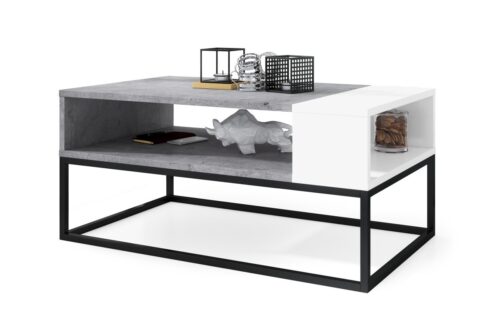 LYNX Millenium Concrete/Matēti balts – MODERNS LOFT KAFIJAS GALDIŅŠ
