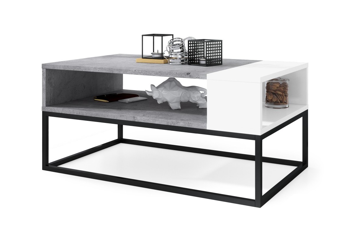 LYNX Millenium Concrete/Matēti balts - MODERNS LOFT KAFIJAS GALDIŅŠ