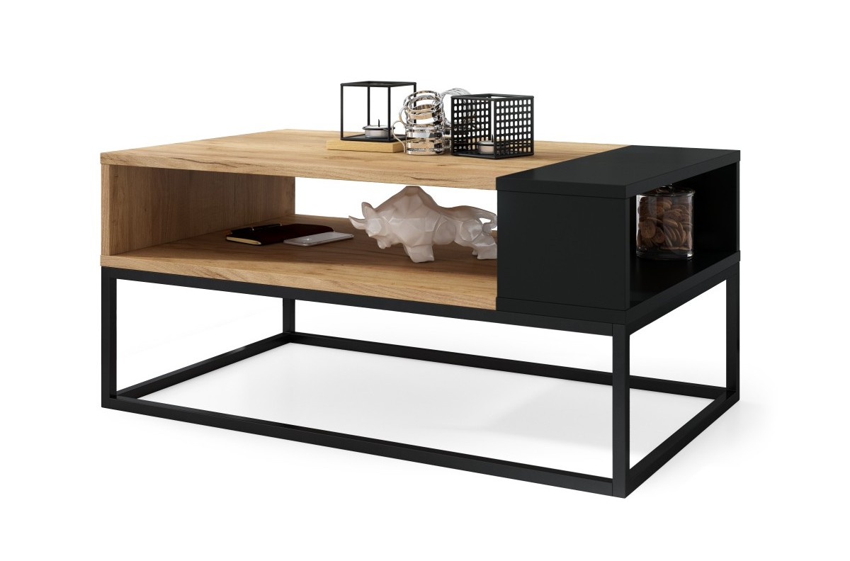 LYNX Craft ozols zelta/matēti melns - MODERNUS LOFT kafijas galdiņš