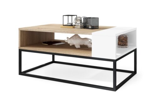 LYNX Sonoma ozols/matēti balts – MODERNS LOFT KAFIJAS GALDIŅŠ