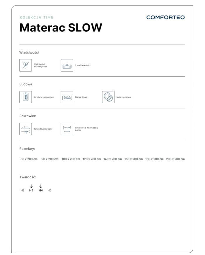 Matracis "Lēns", 90x200 cm, divpusējs, kabatu atsperes, kokosrieksts, putas, H3/H4, Comforteo — изображение 7