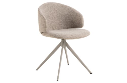 NELA Latte Beige (Monza 60 audums) / bēšas kājas – MODERNS GROZĀMAIS KRĒSLS, APVILKTS AR SPRĀDZENES APVILKUMU, BOHO VIRTUVEI / DZĪVOJAMAI ISTABAI