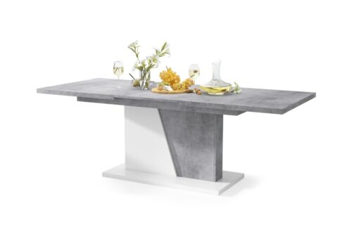NOBLE NOIR Millenium Concrete/Matēti balts – LĪDZ 218 cm IZGARINOJAMS GALDS!