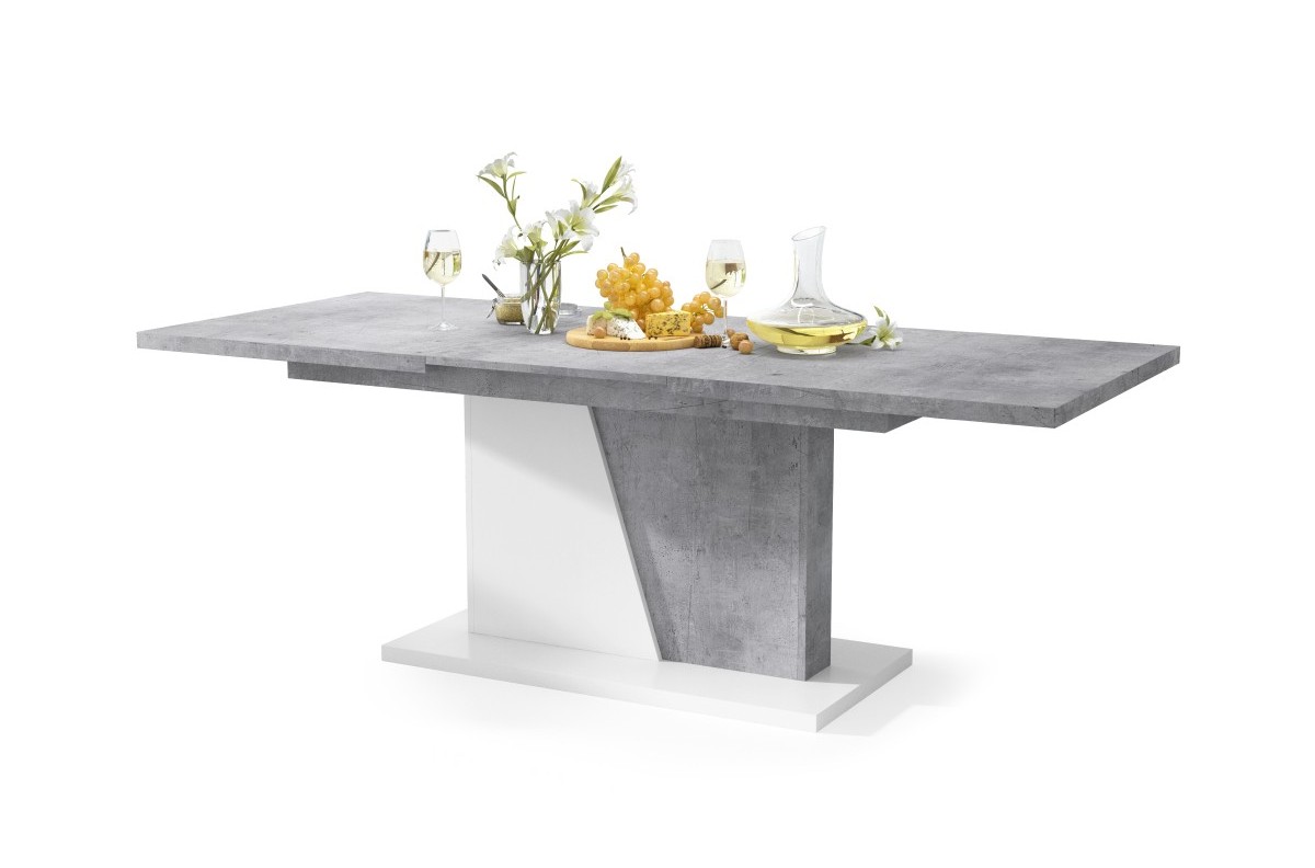 NOBLE NOIR Millenium Concrete/Matēti balts - LĪDZ 218 cm IZGARINOJAMS GALDS!