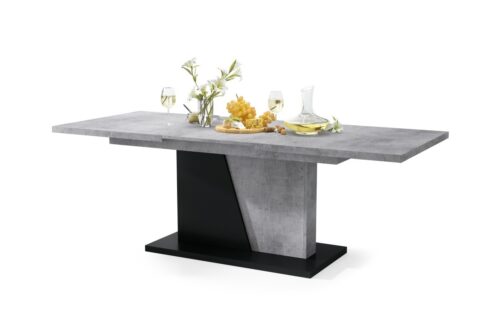 NOBLE NOIR Millenium Concrete/Matēti melns – LĪDZ 218 cm IZGARINOJAMS GALDS!