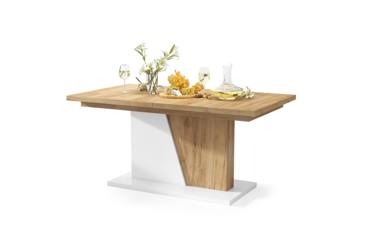 NOBLE NOIR Gold Craft ozols/matēti balts - LĪDZ 218 cm IZGARINOJAMS GALDS! — 6 attēls