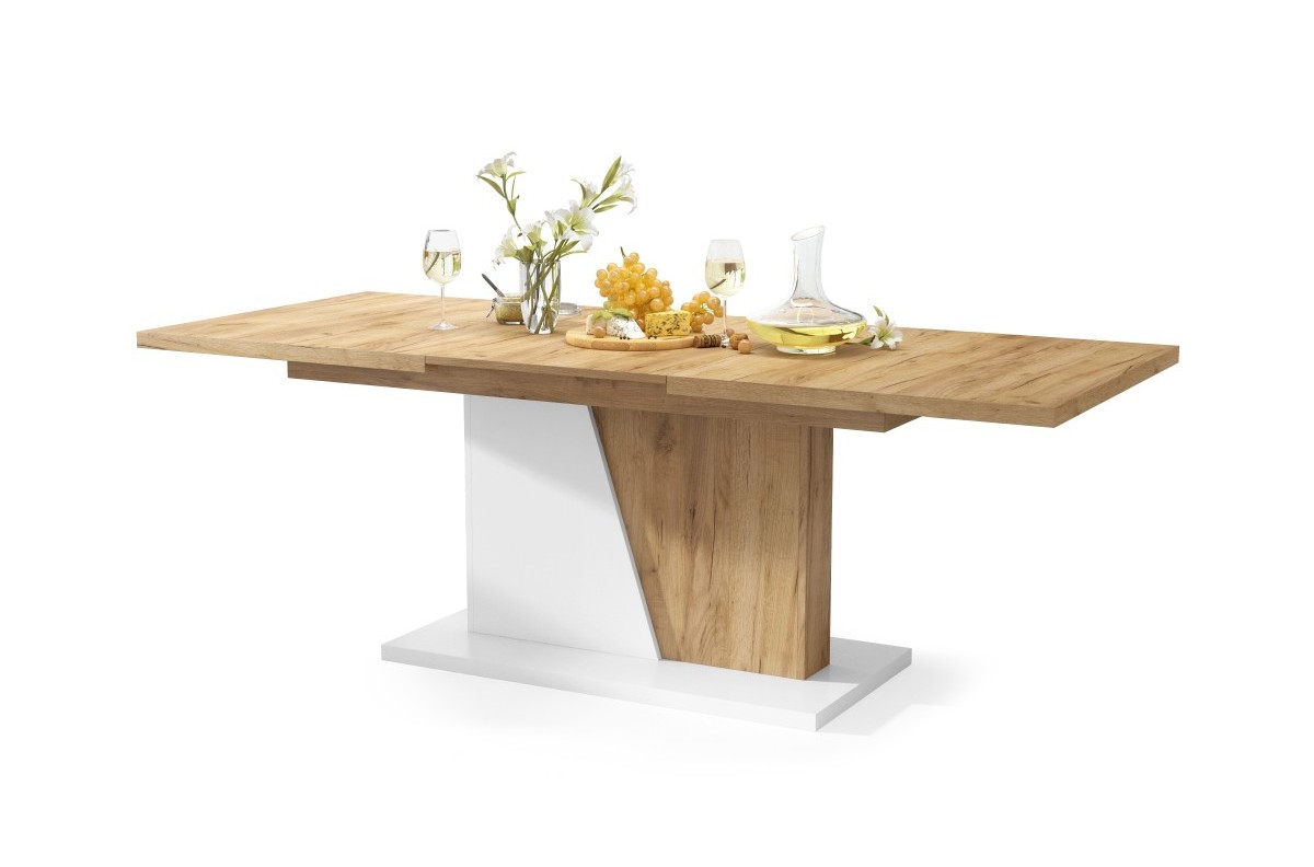 NOBLE NOIR Gold Craft ozols/matēti balts - LĪDZ 218 cm IZGARINOJAMS GALDS!