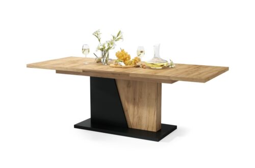 NOBLE NOIR Gold Craft ozols/matēti melns – LĪDZ 218 cm IZGARINOJAMS GALDS!