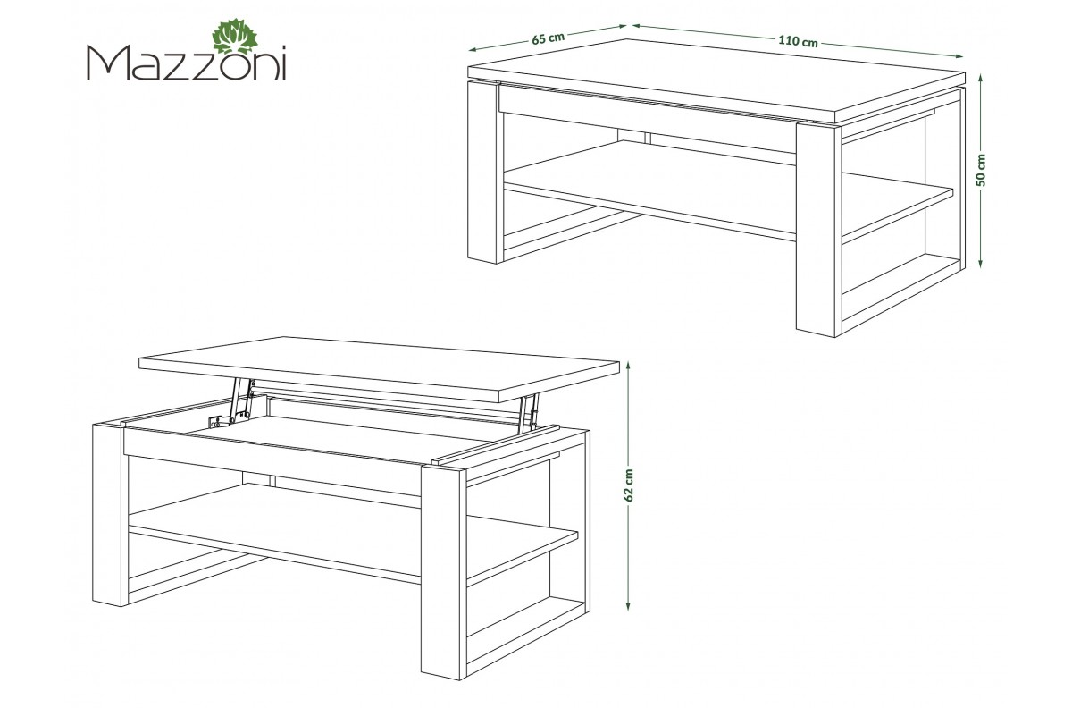 NUO Artisan Oak/Antracīts - MODERNS KAFIJAS GALDIŅŠ AR PACELAMU VIRSMU — 5 attēls