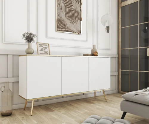 Balta kumode ar skapīšiem Oro K160