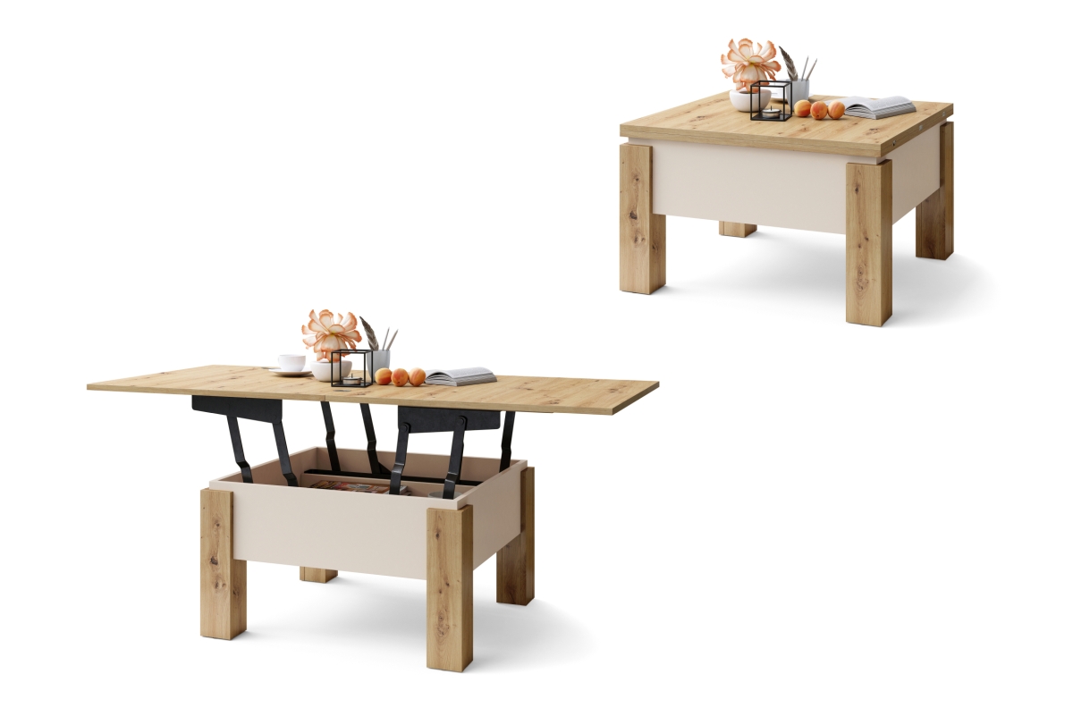 OSLO Artisan Oak/Beige (Champagne) - IZVIETOJAMS PACELAMAIS KAFIJAS GALDIŅŠ